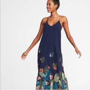 Old Navy - Navy Blue Floral Maxi Shift Dress MED